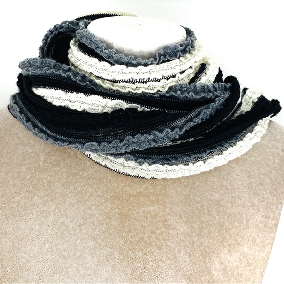 Dana Herbert Textured Scarf Black White Gray - Picture 6 of 8